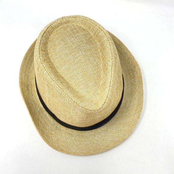 Mens' Straw Fedora Black Ribbon Hat Havana Dapper Spring Summer Accessory - Picture 6 of 9